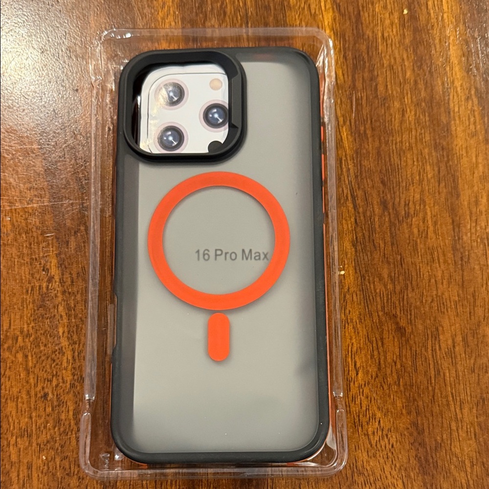 16 Pro Max Sleek Smoked and Red Phone Case for iPhone.